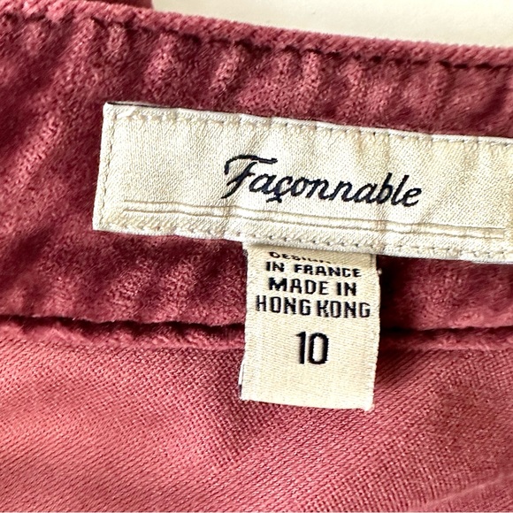 VINTAGE FACONNABLE | Deep Red Cranberry Velour Like Pants | Size 10 - Picture 13 of 13